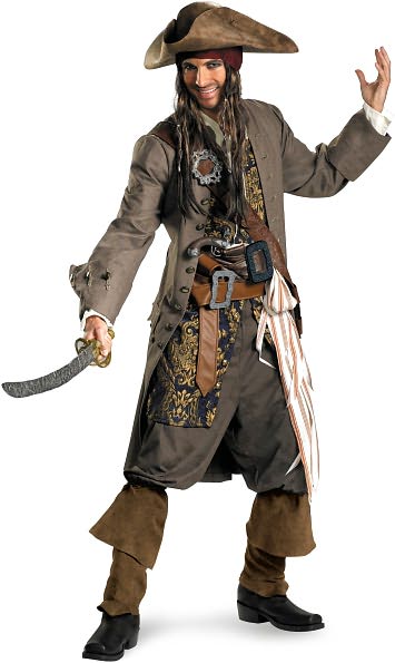 Pirates Of The Caribbean - Captain Jack Sparrow Theatrical Adult Costume: Plus Size (50-52)