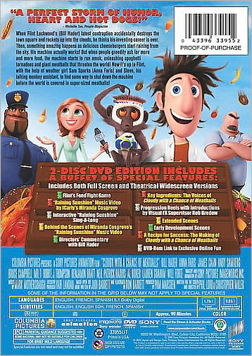Cloudy with a Chance of Meatballs [2 Discs]