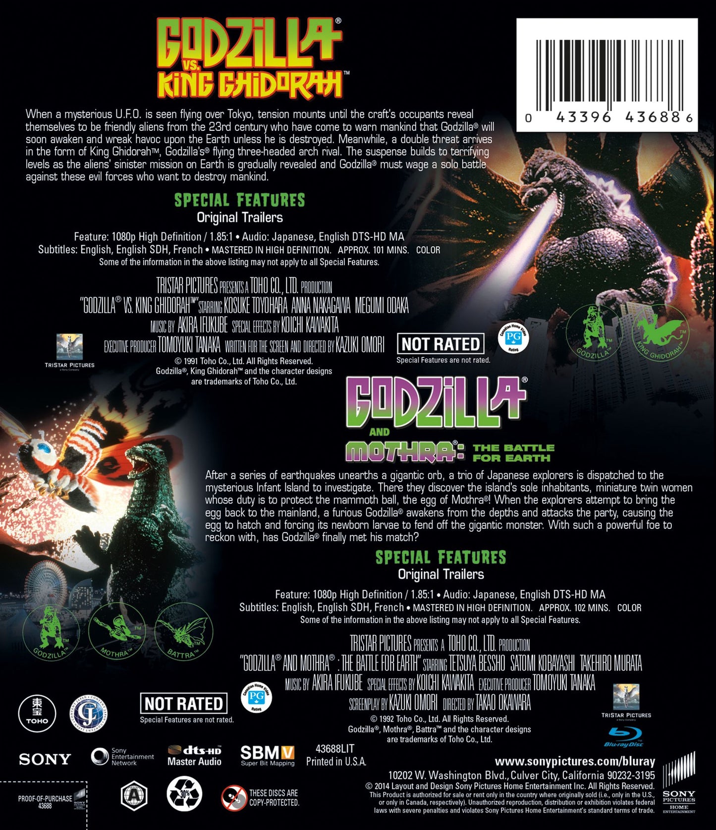 Godzilla Vs King Ghidorah / Godzilla Vs Mothra