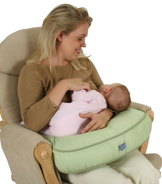 Leachco The Natural Basic-Contoured Nursing Pillow , Green Pin Dot