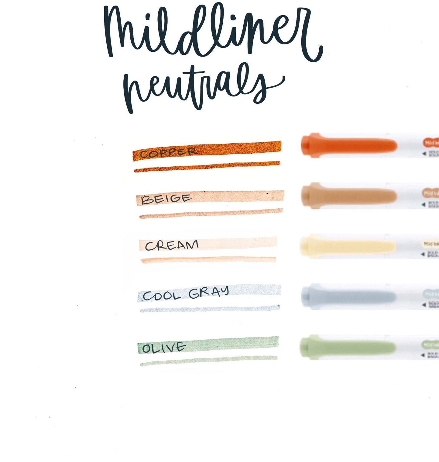 ZEBRA MILDLINER 5-COLOR NEUTRAL SET
