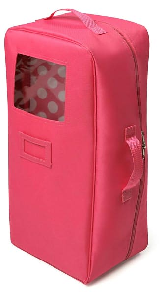 Doll Travel Case with Bed and Bedding - Dark Pink