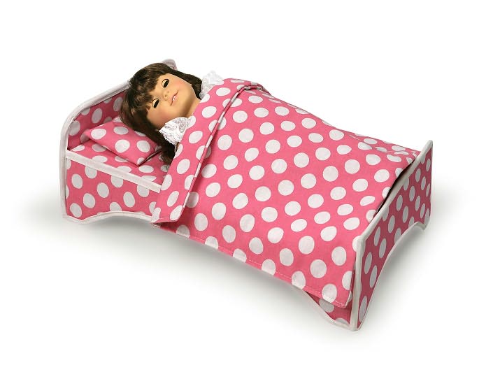Doll Travel Case with Bed and Bedding - Dark Pink