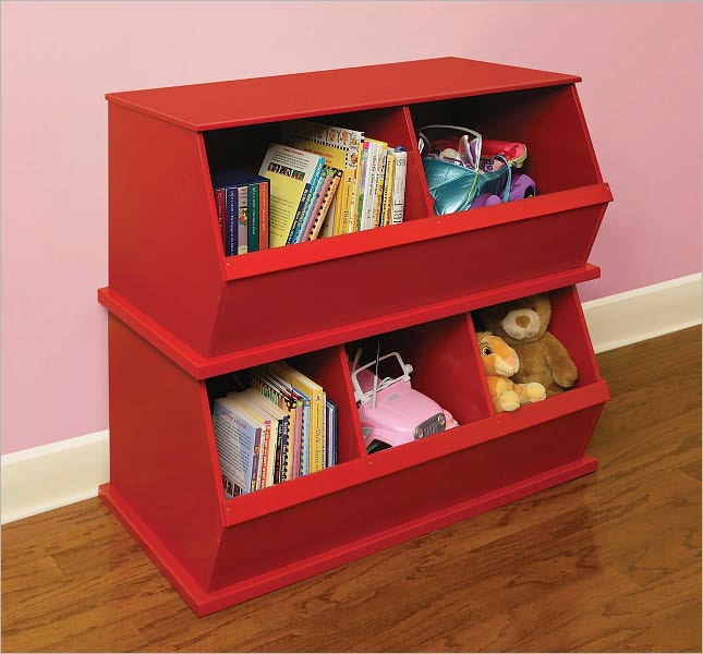 Two Bin Storage Cubby - Red
