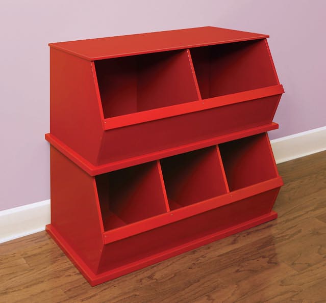 Two Bin Storage Cubby - Red
