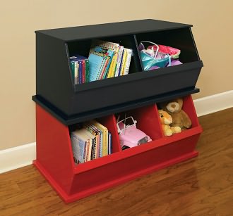 Three Bin Storage Cubby - Red
