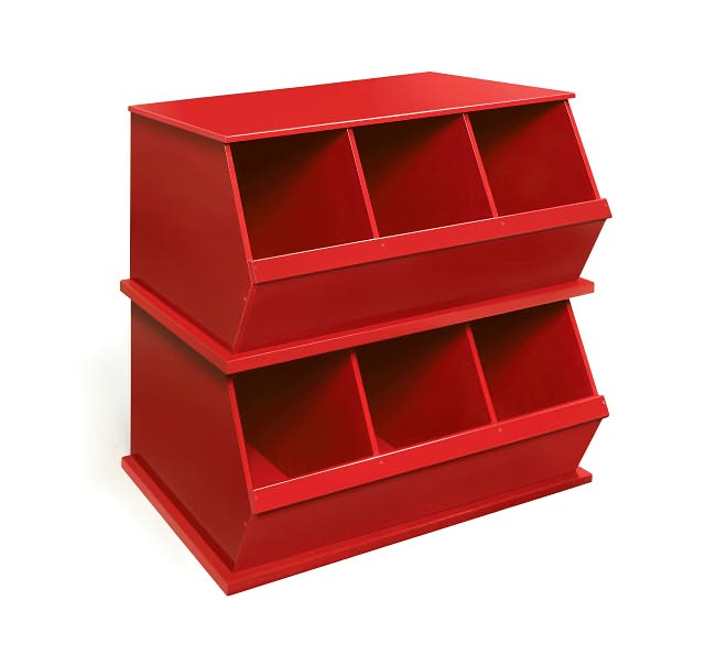 Three Bin Storage Cubby - Red