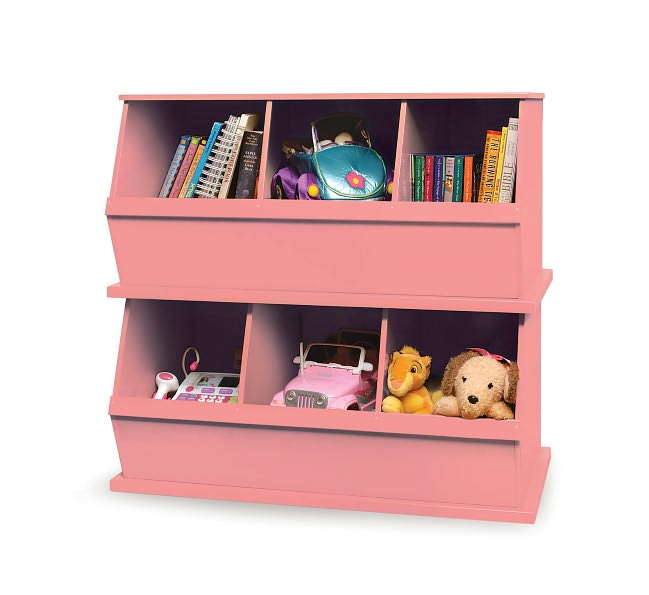 Three Bin Storage Cubby - Pink