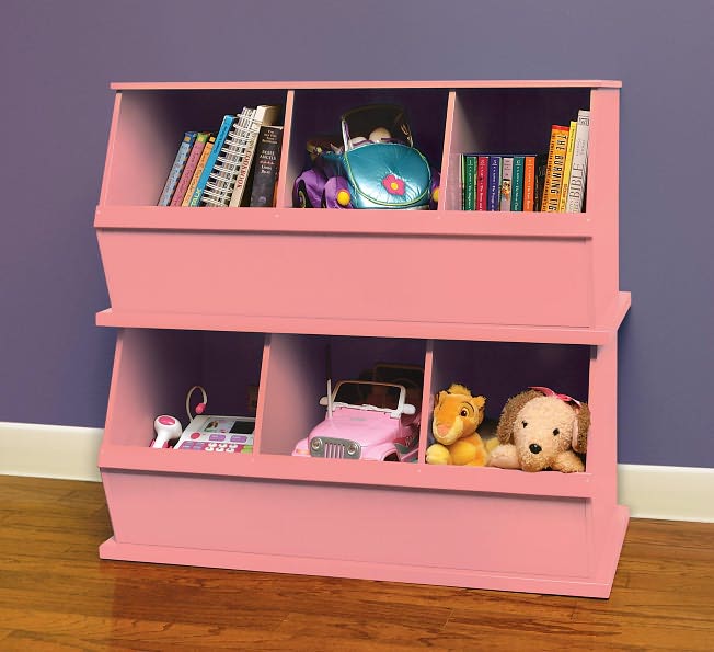Three Bin Storage Cubby - Pink