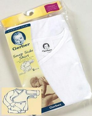 Gerber Childrenswear Side Snap Mitt Cuff Shirt 2 Pack White, 0-3mo