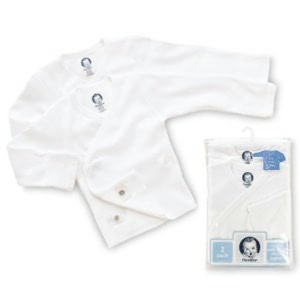 Gerber Childrenswear Side Snap Mitt Cuff Shirt 2 Pack White, Newborn
