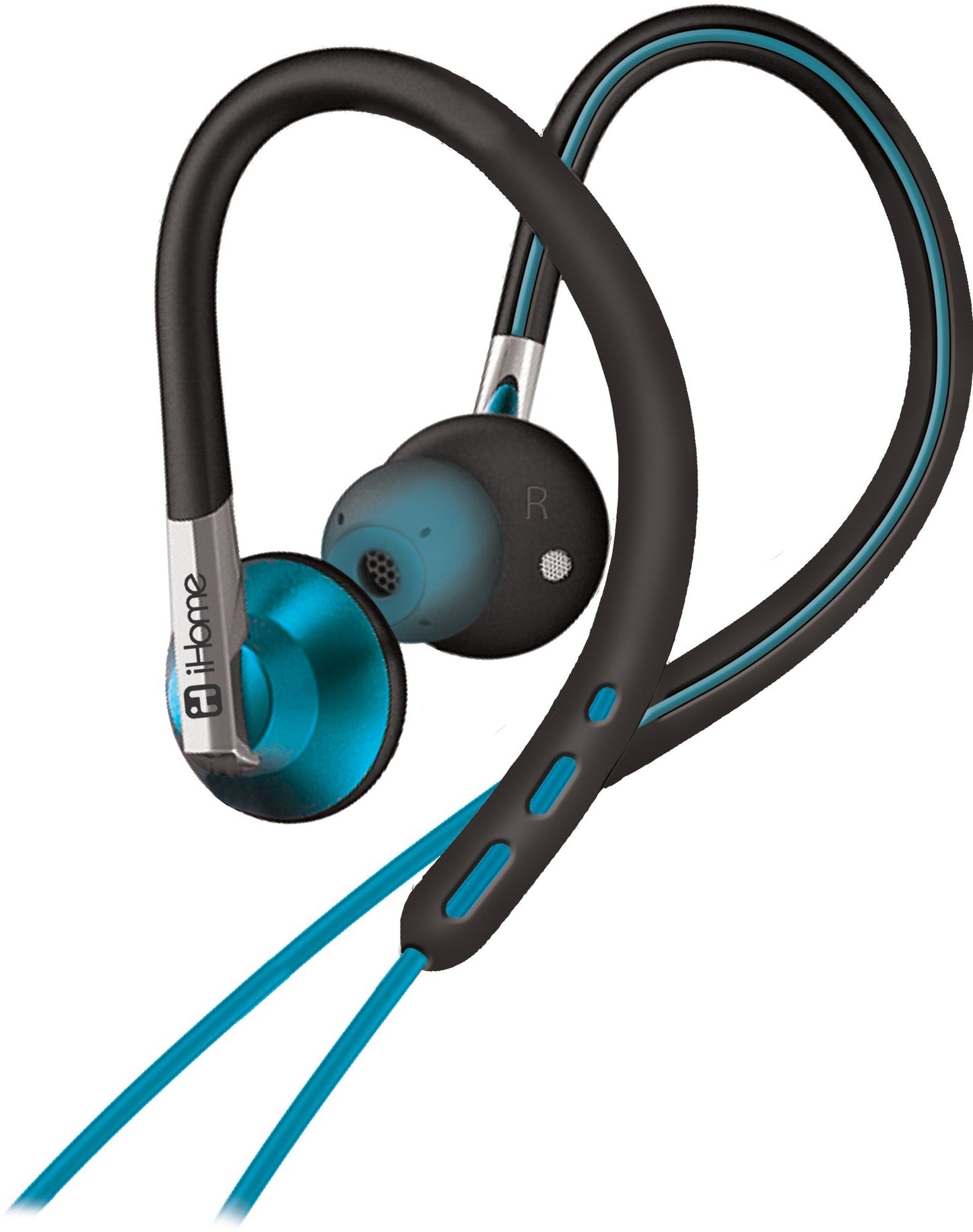 iHome iB11BLX 2-in-1 Sport Earhooks with Earbuds - Black/Blue