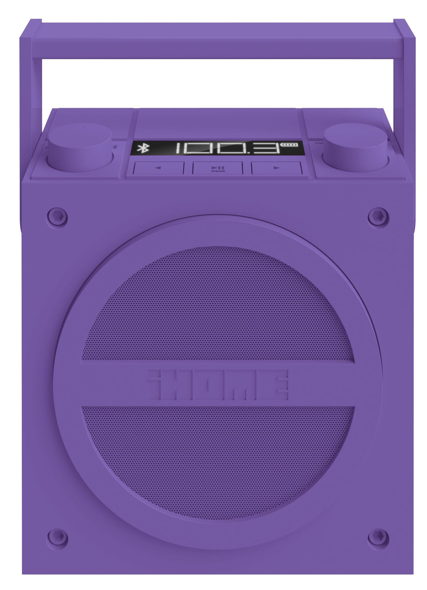 iHome iBT4UC Bluetooth Wireless Rechargeable Boombox with FM Radio - Purple