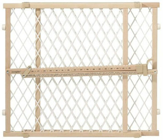 Evenflo G202 Position And Lock Gate - Clear Wood - White Mesh