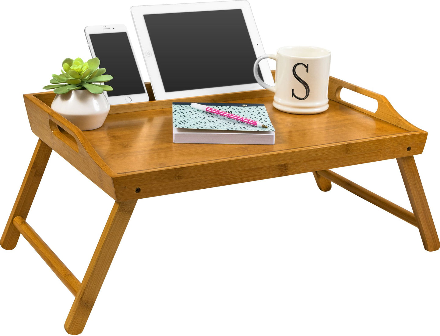 Media Bamboo Bed Tray with tablet/phone holder
