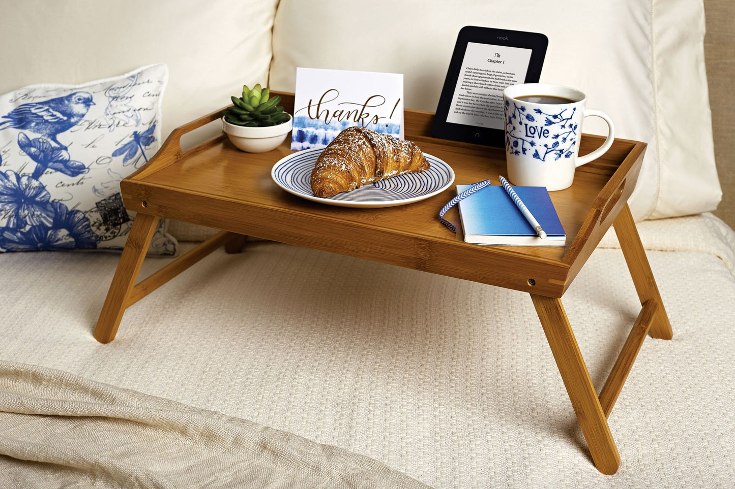 Media Bamboo Bed Tray with tablet/phone holder