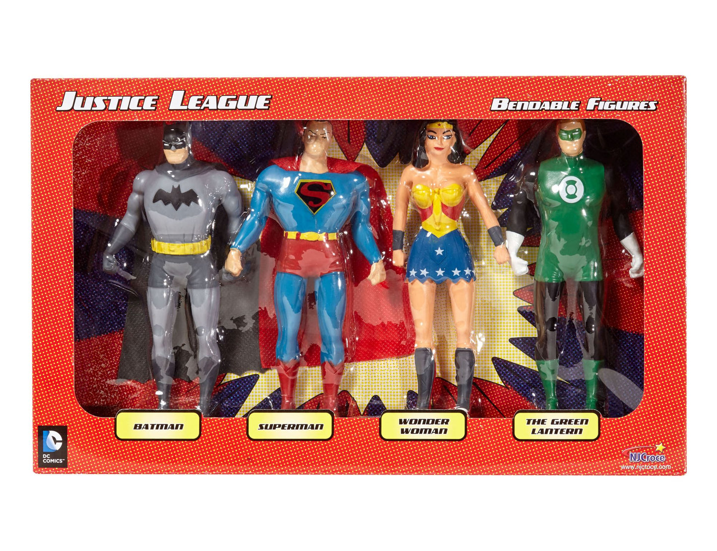DC Comics - Justice League 4-Piece Bendable Figures Set: Batman, Superman, Wonder Woman, The Green Lantern