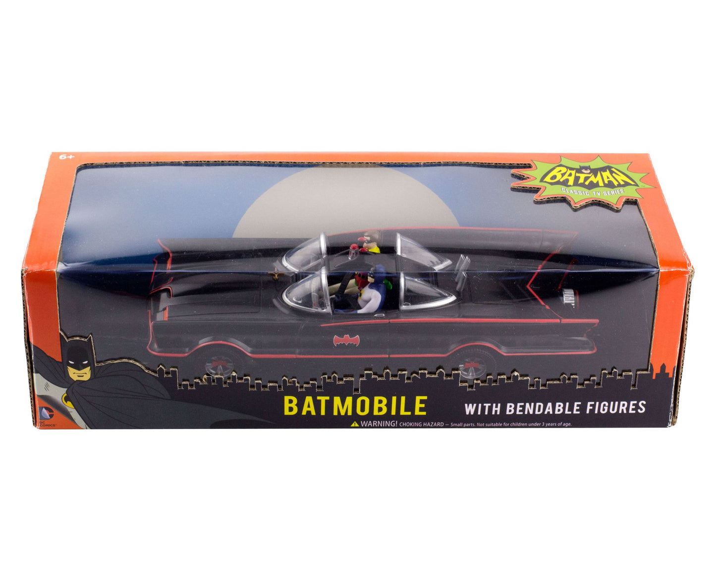 DC Comics 1966 Batmobile Car w/ Batman & Robin Mini Bendable Figures