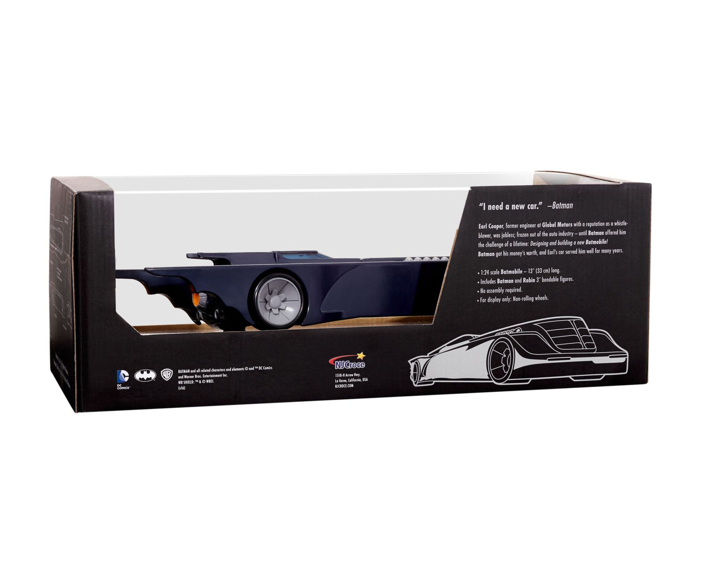 DC Comics Batman The Animated Series Batmobile Car w/ Batman & Robin Mini Bendable Figures