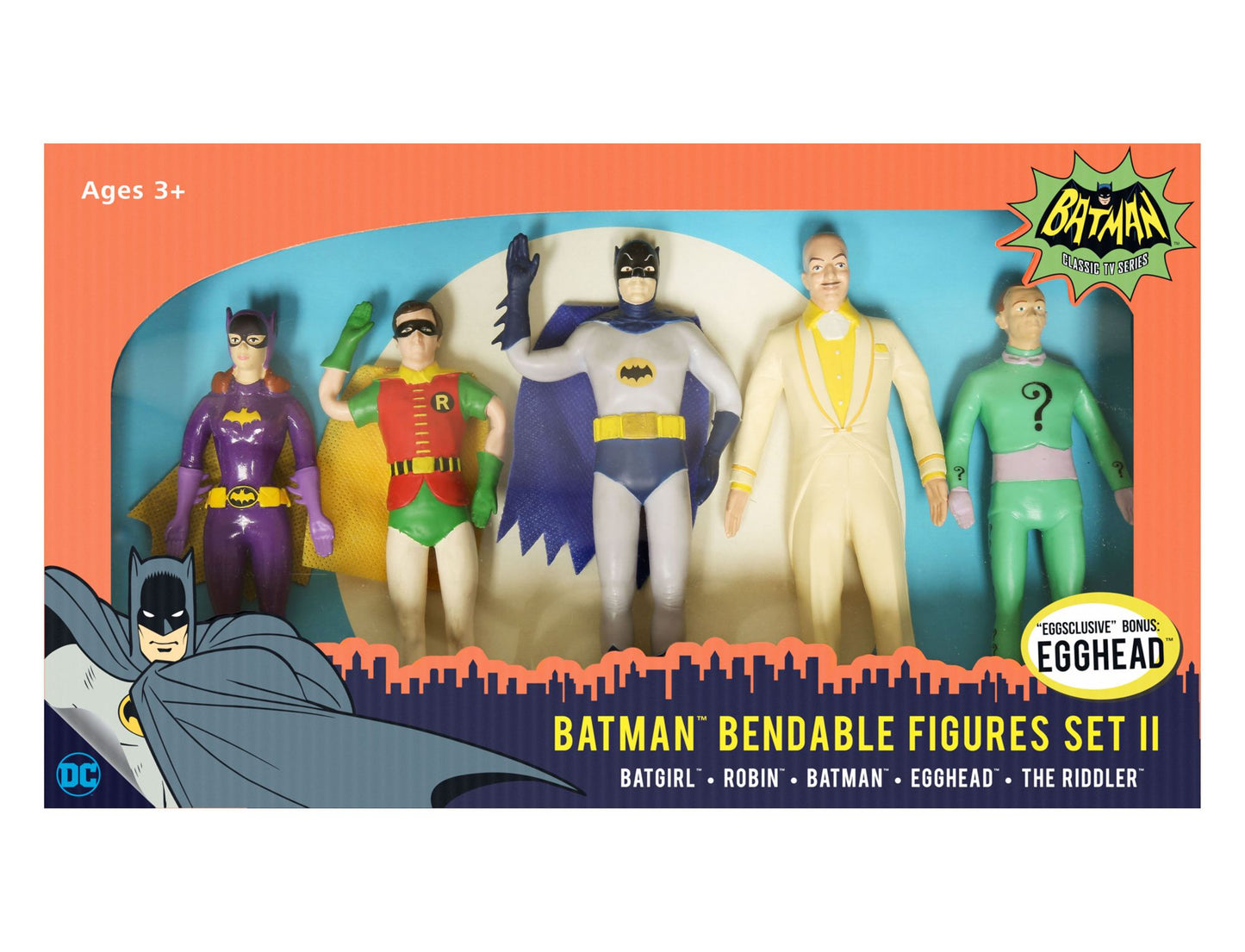 DC Comics - Batman Classic TV Series Bendable Figures Set II: Batgirl, Robin, Batman, Egghead, The Riddler