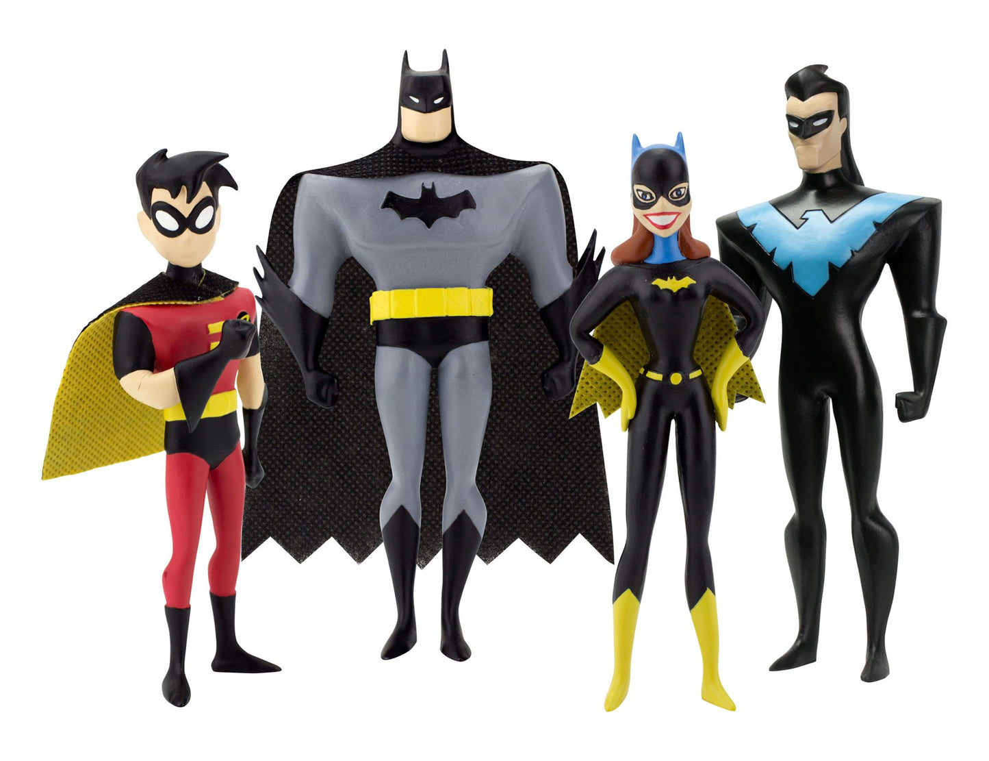 DC Comics - The New Batman Adventures Masked Heroes Bendable Figures Set: Robin, Batman, Batgirl, Nightwing