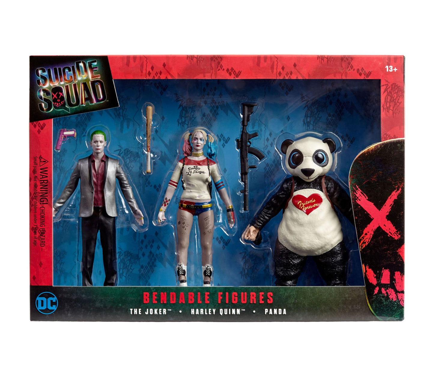 DC Comics - Suicide Squad Bendable Figures Set - The Joker, Harley Quinn, Panda