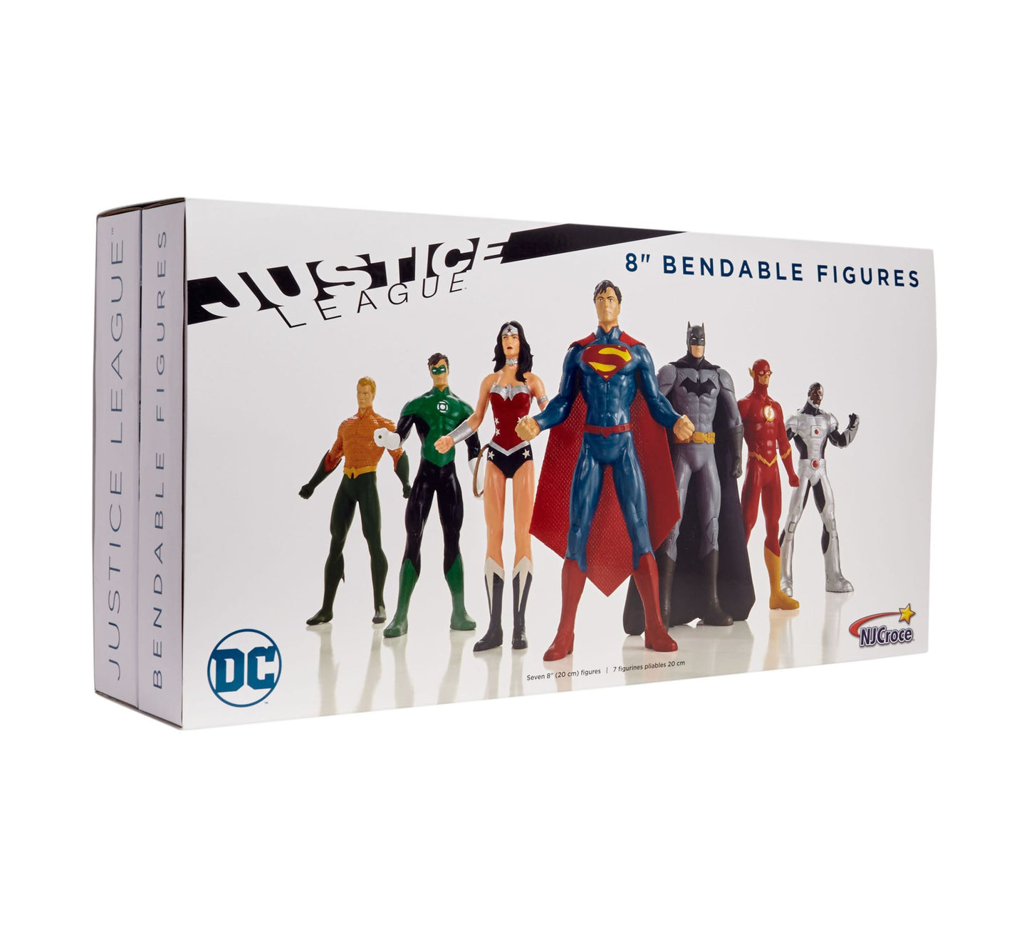 DC Comics - Justice Leauge 8" Bendable Figures Set: Batman, Superman, Wonder Woman, The Flash, Green Lantern, Aquaman, Cyborg