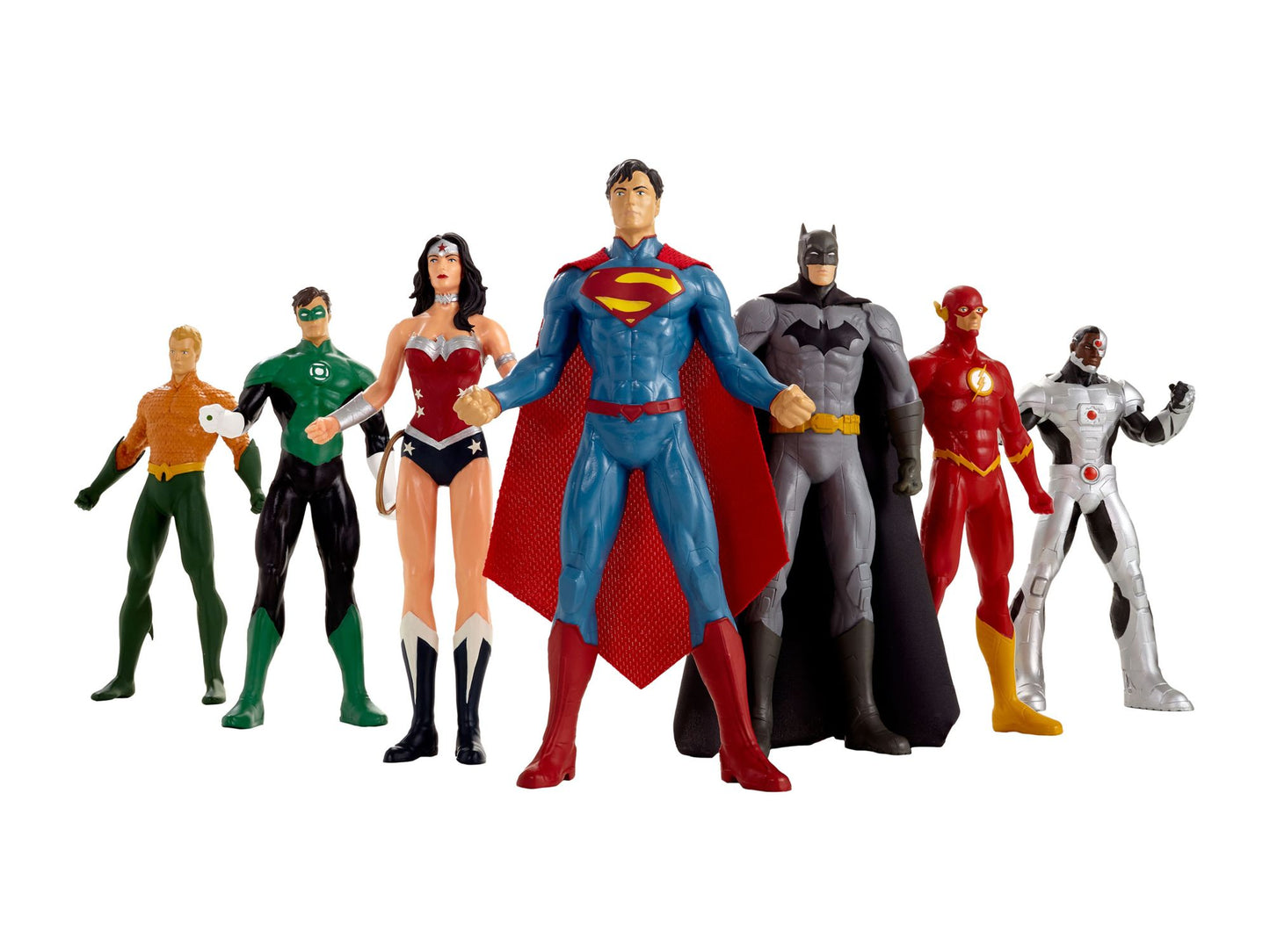DC Comics - Justice Leauge 8" Bendable Figures Set: Batman, Superman, Wonder Woman, The Flash, Green Lantern, Aquaman, Cyborg