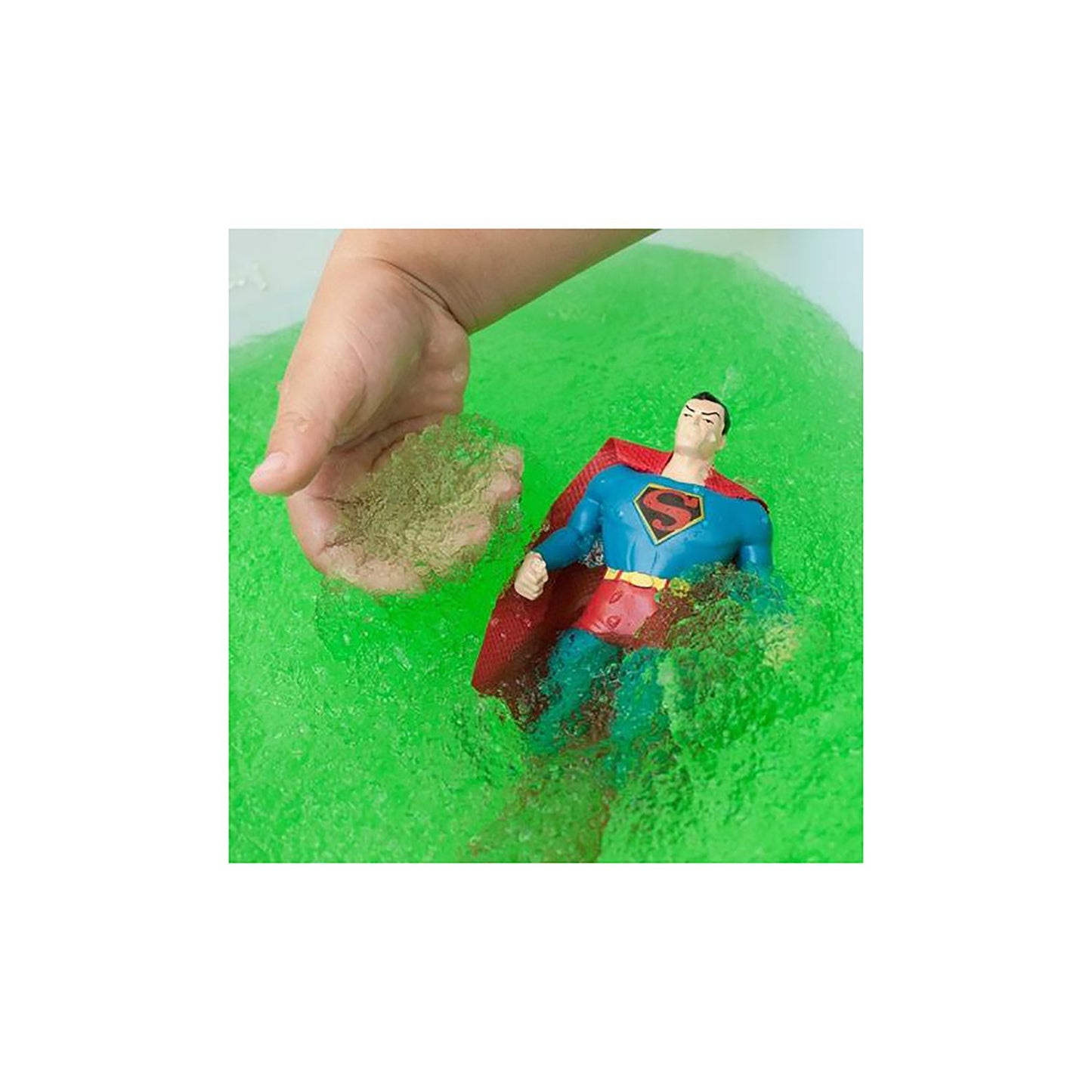 DC Comics Superman Gelli Baff Bath Slime w/ 5.5"Bendable Superman Figure - Kryptonite Green