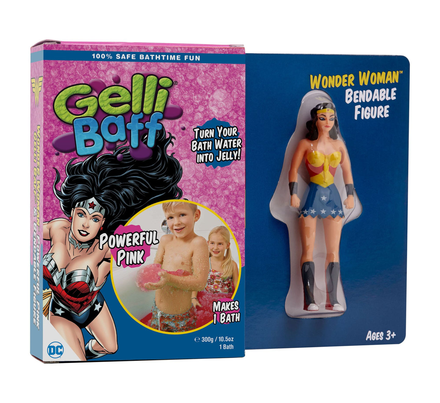 DC Comics Wonder Woman Gelli Baff Bath Slime w/ 5.5" Bendable Wonder Woman Figure - Powerful Pink
