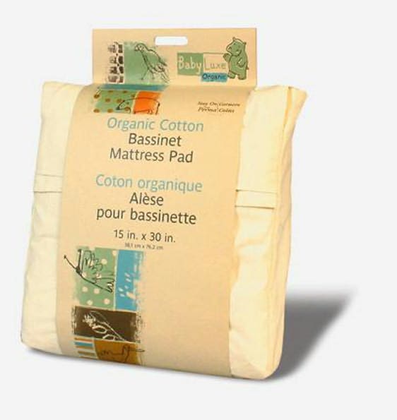 Babyluxe Organic Cotton Bassinet Mattress Pad 15'' x 30'' Cover