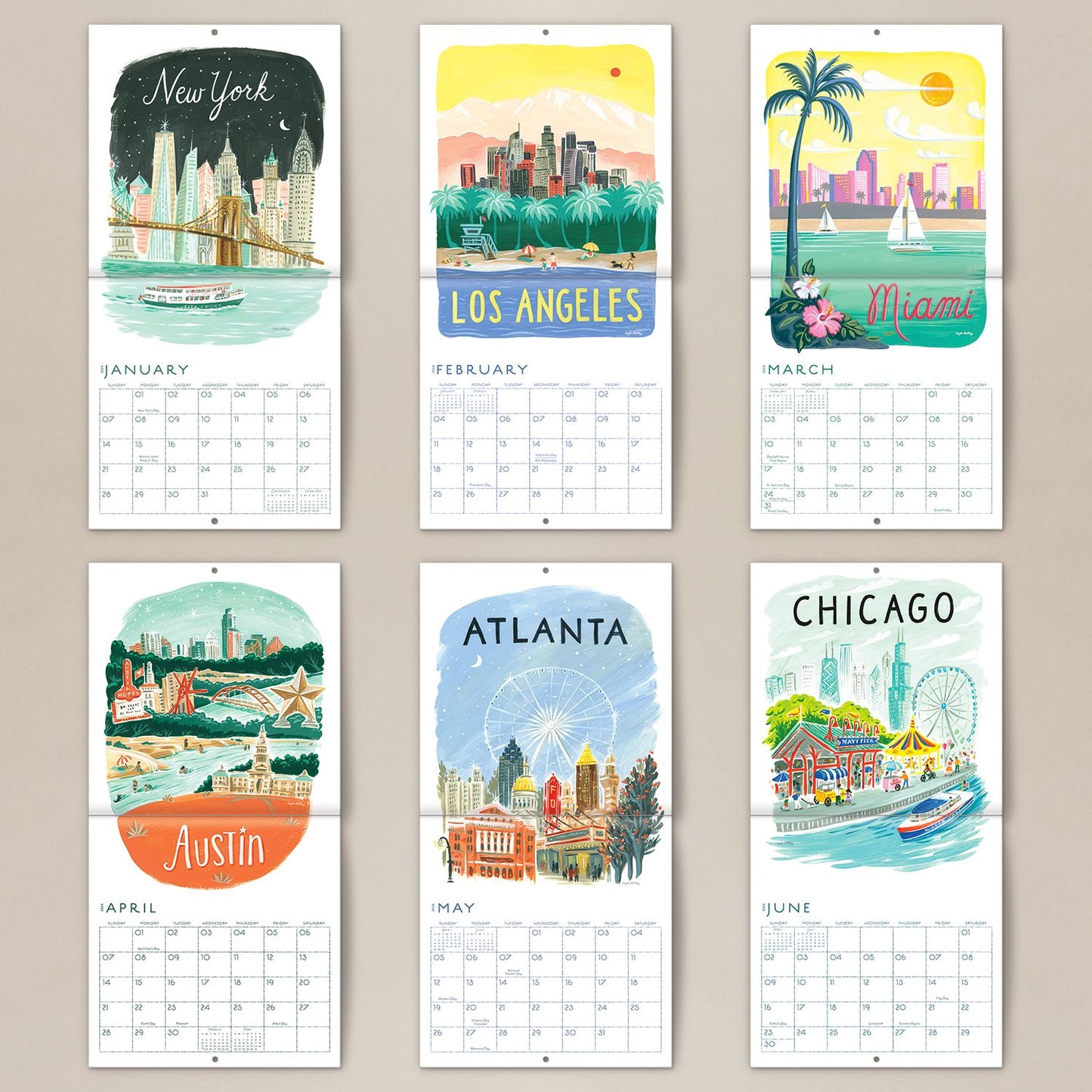 2024 Seedlings US Cities 12 Month Wall Calendar