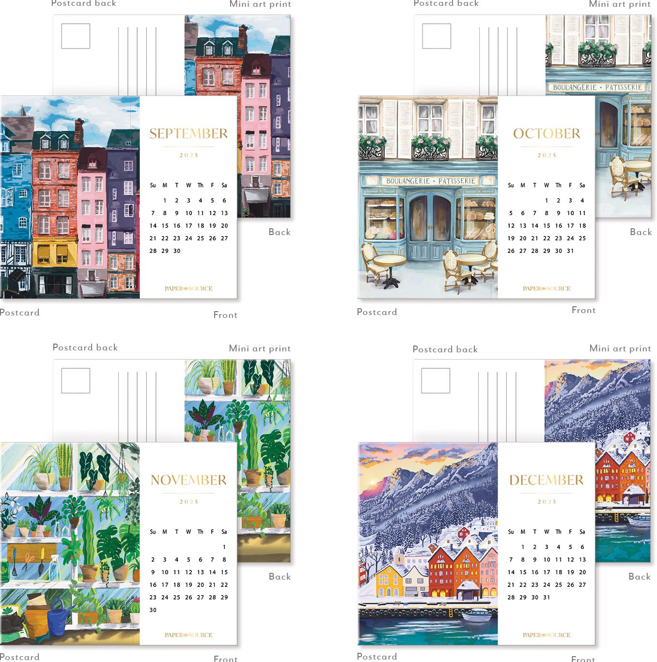 2025 Paper Source Postcard Calendar