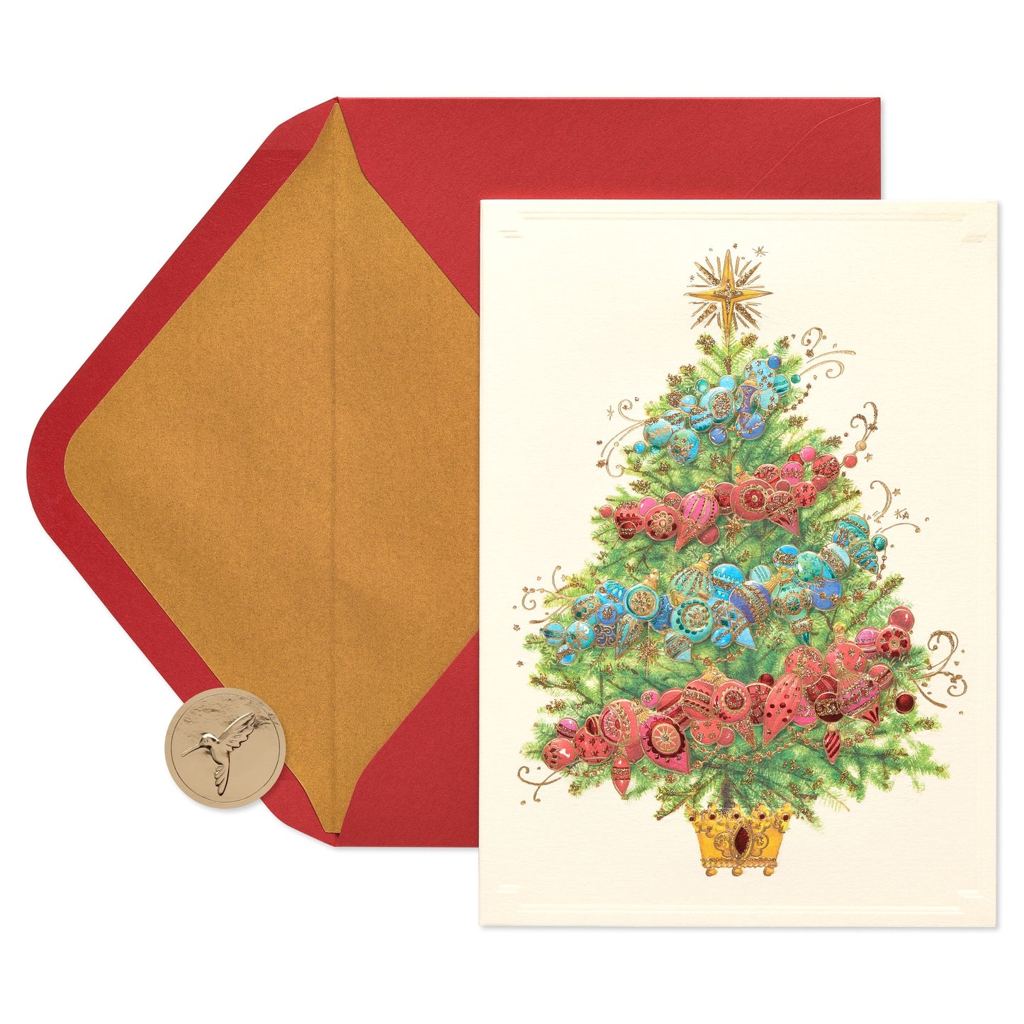 Decorative Sparkle Tree Christmas Boxed Card