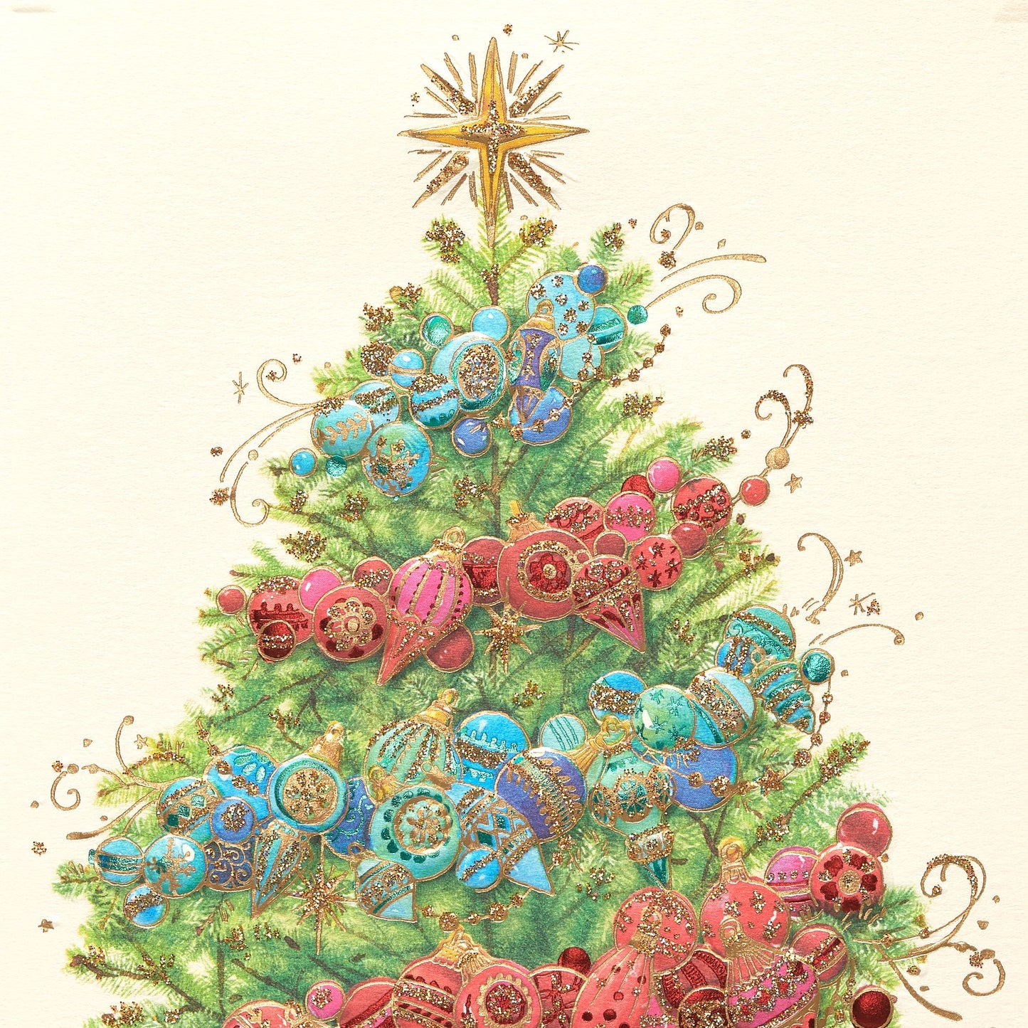 Decorative Sparkle Tree Christmas Boxed Card