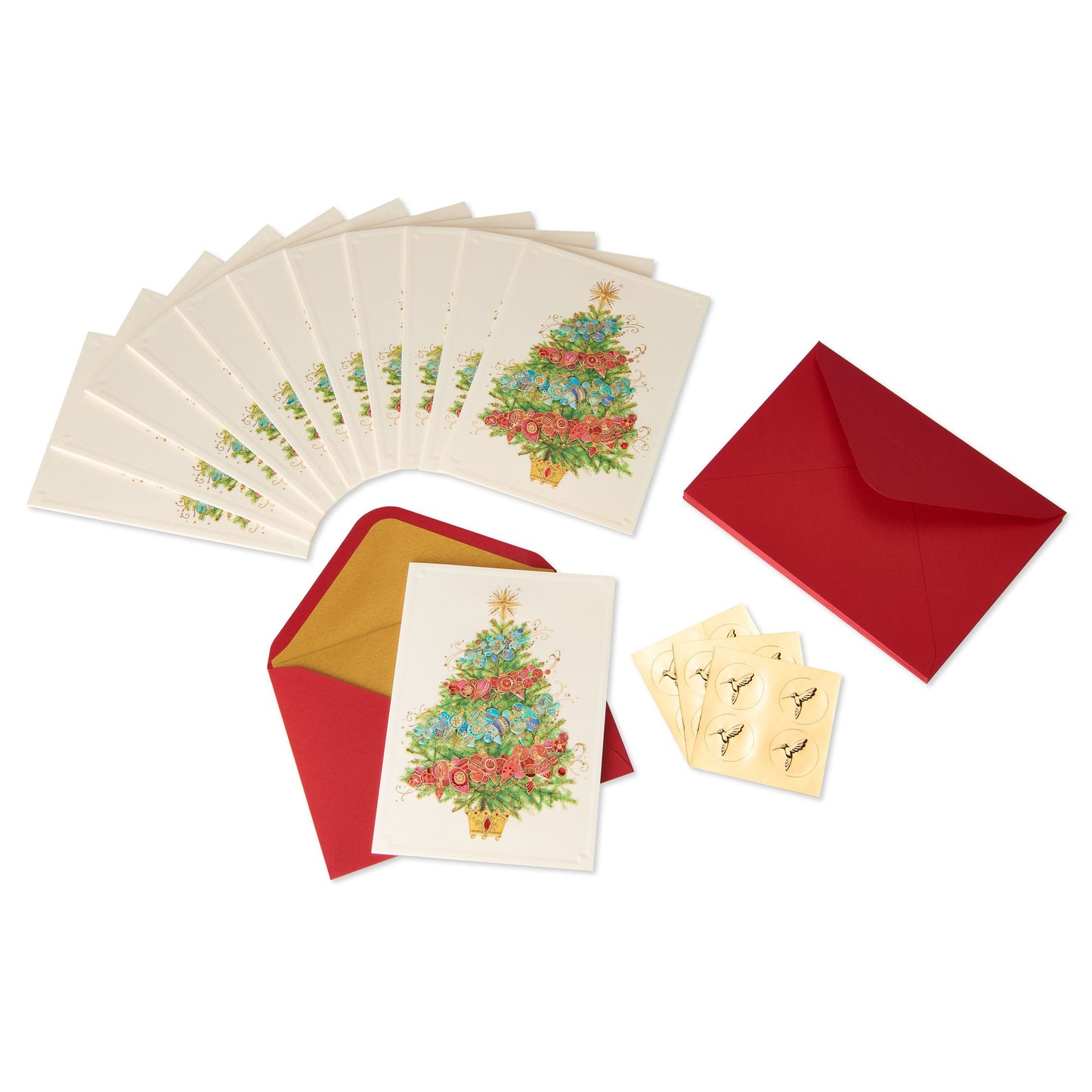Decorative Sparkle Tree Christmas Boxed Card