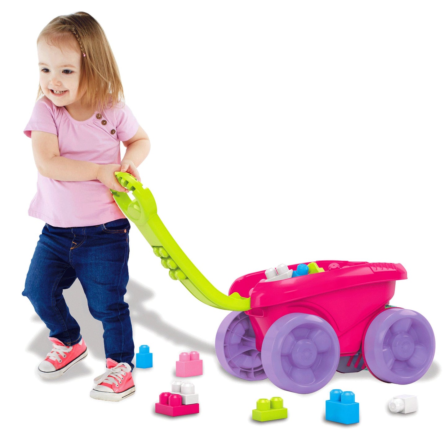 Mega Bloks Block Scooping Wagon Building Set, Pink