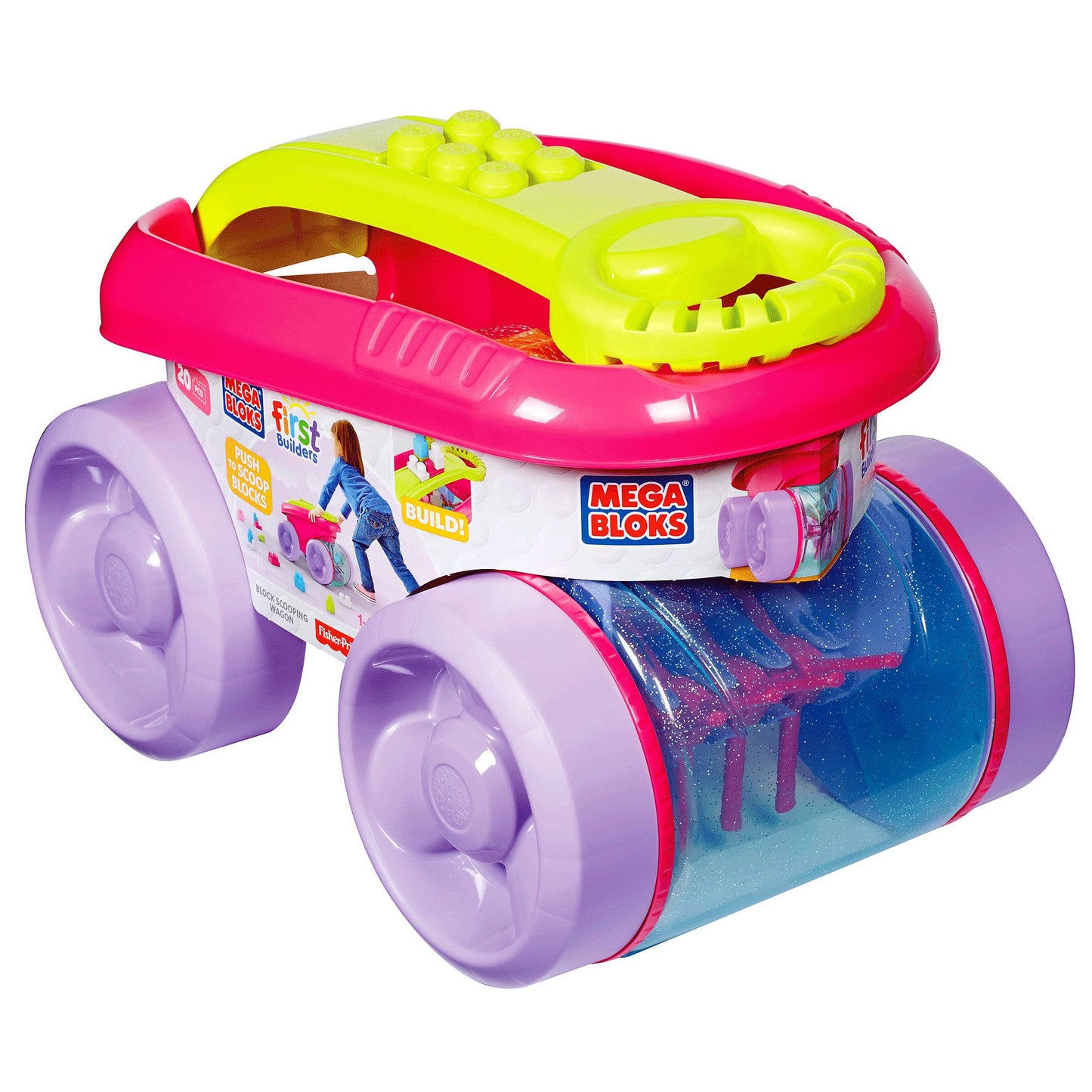 Mega Bloks Block Scooping Wagon Building Set, Pink