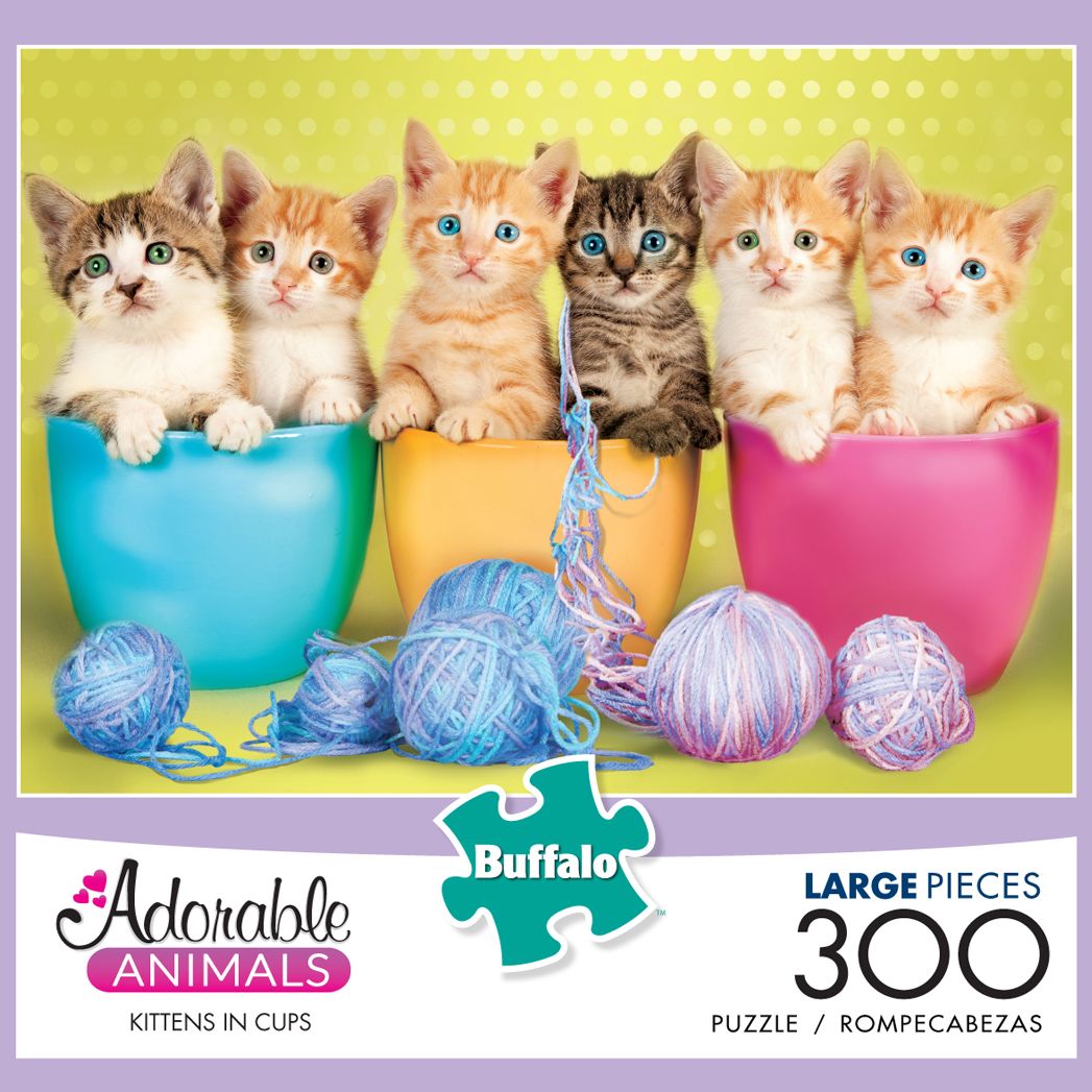 300pc Large piece Adorable Animals Kittens in Cups #2702