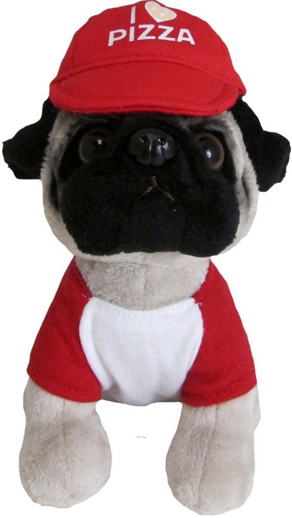 Doug The Pug Wearing I <3 Pizza Hat