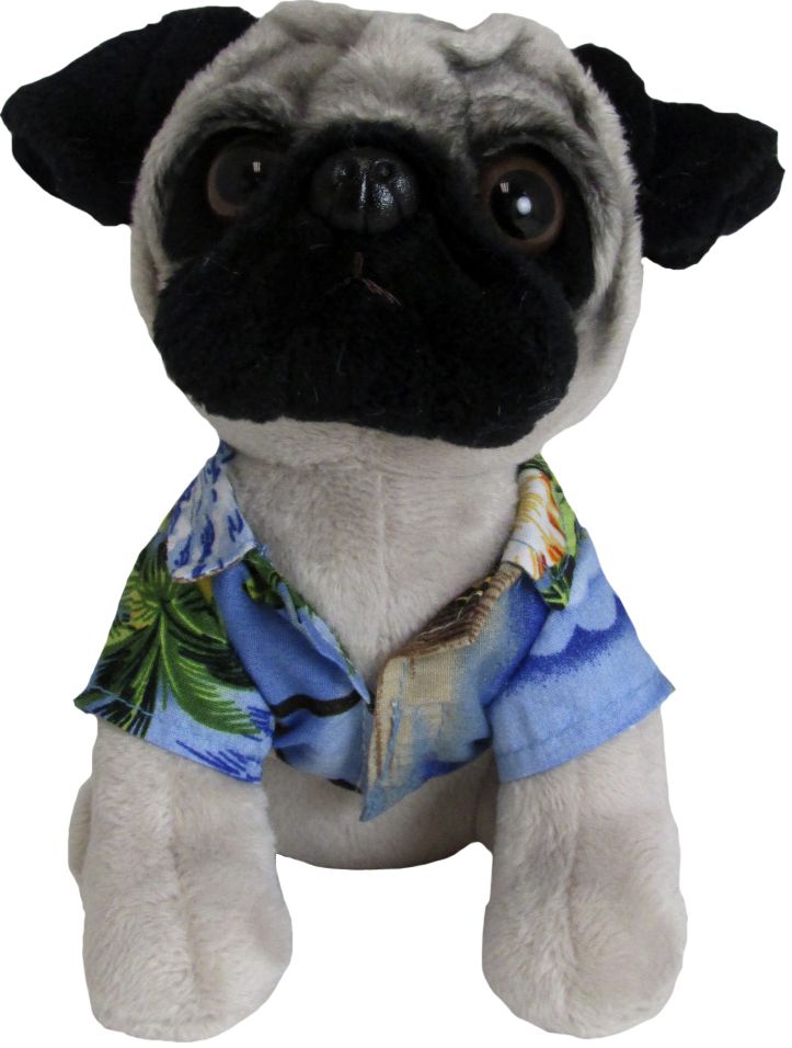 Doug The Pug Wearing Hawaiian Shirt