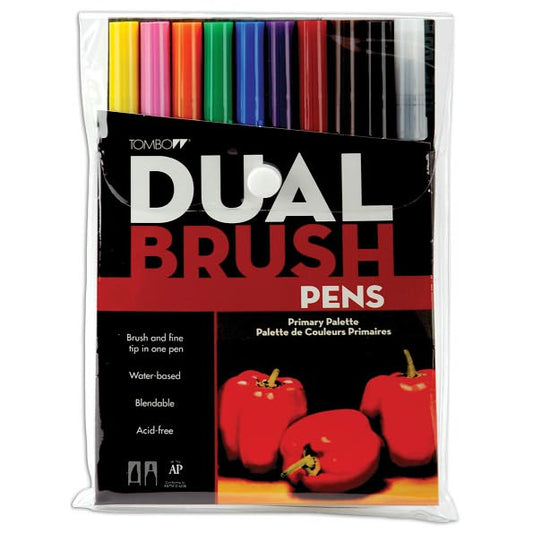 Tombow Dual Brush Pen Set 10/Pkg-Primary