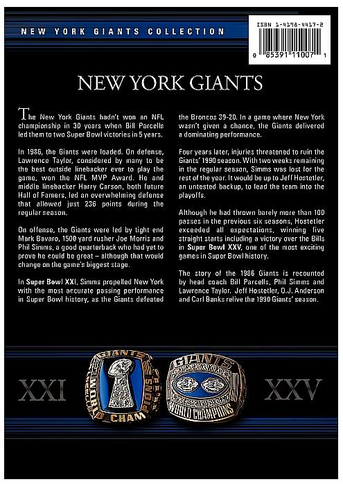 NFL: America's Game: New York Giants [2 Discs]