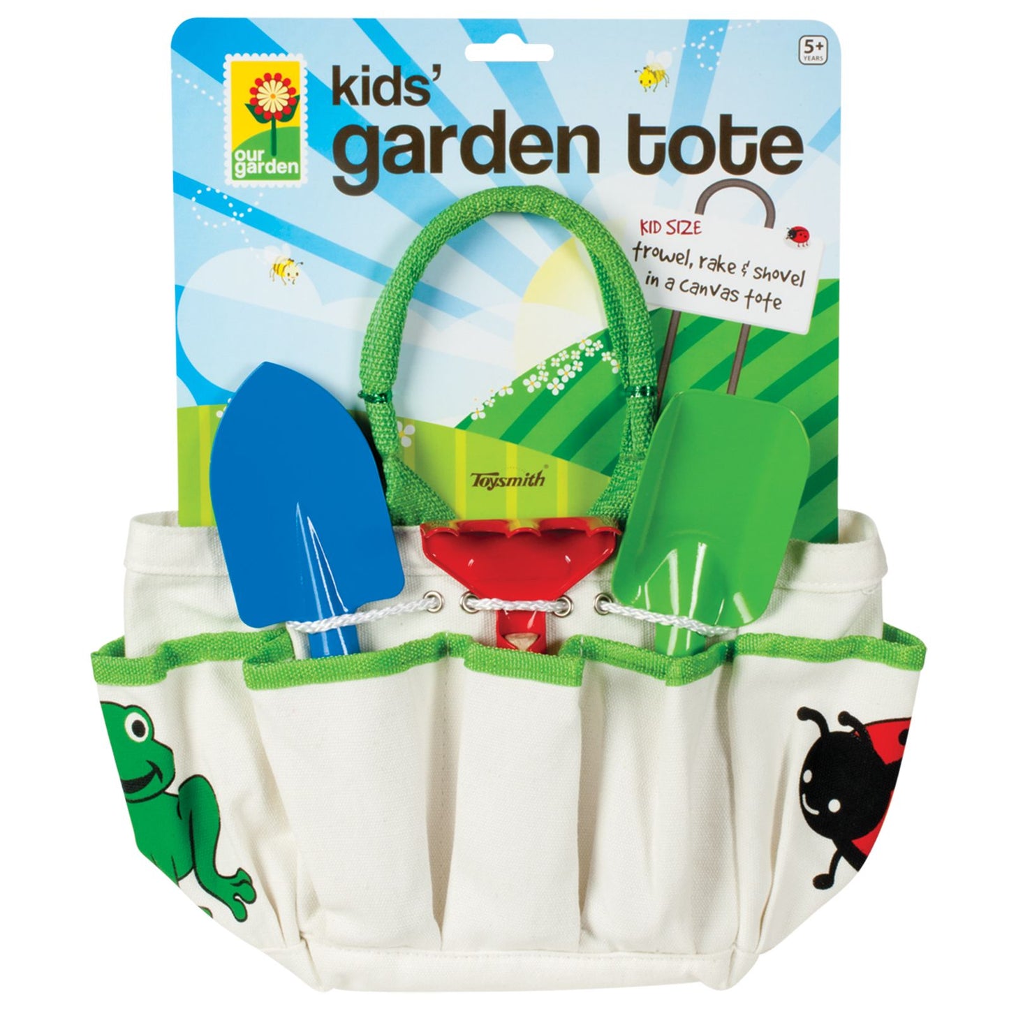Kids' Garden Tote with Trowel, Rake & Shovel