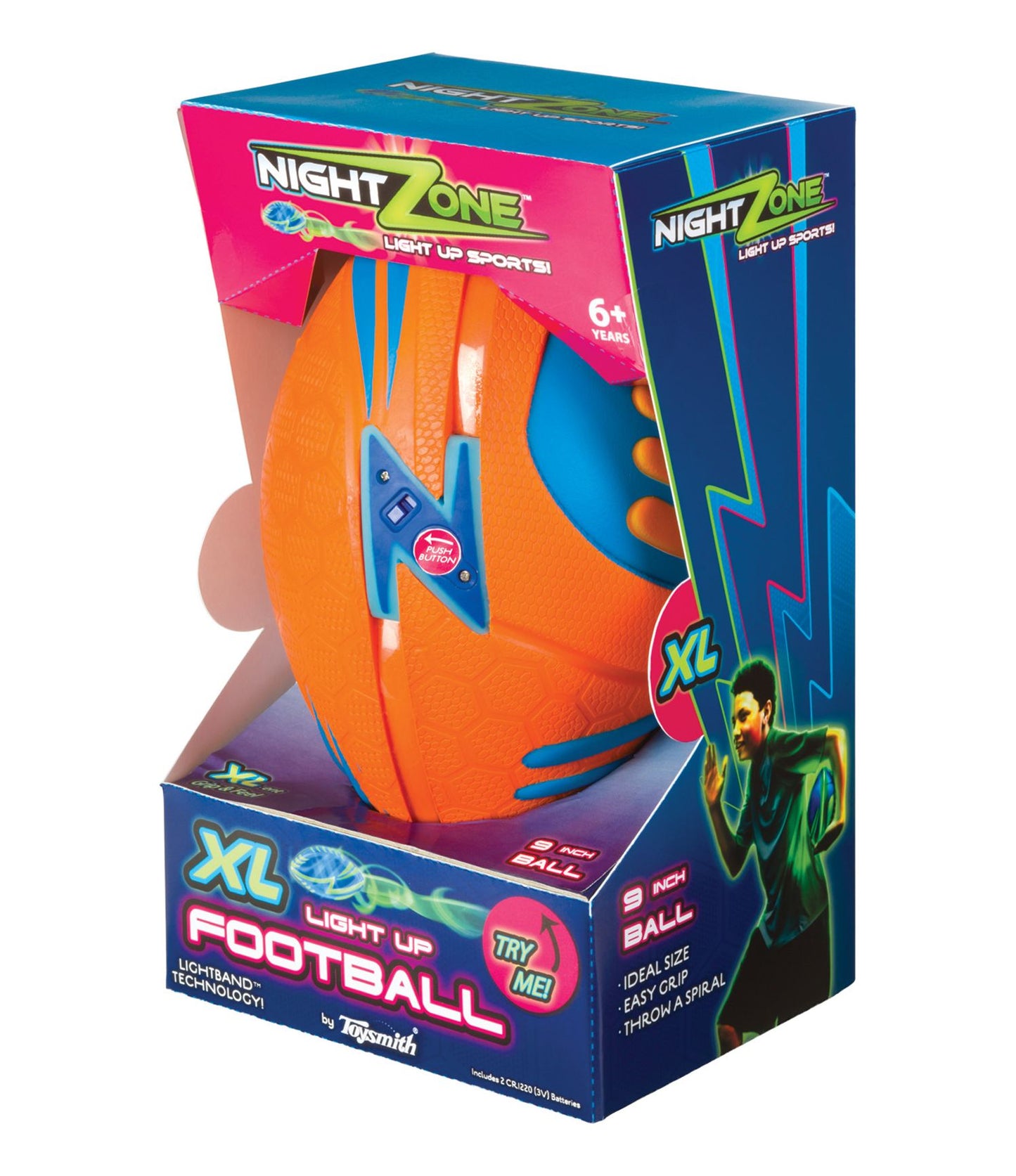 Toysmith Nightzone Football XL - Colors May Vary (orange & blue)