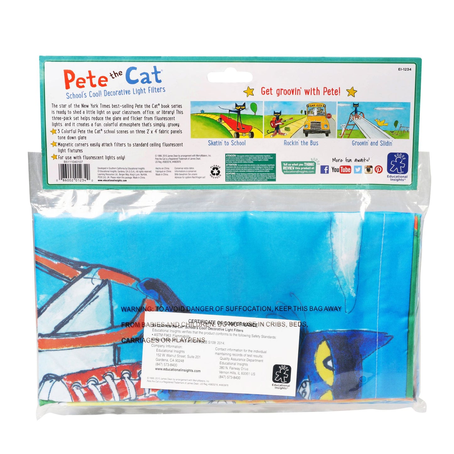Educational Insights Pete the Cat School's Cool! Decorative Light Filters