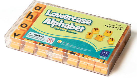 EDUCATIONAL INSIGHTS EI-1471 STAMPS LOWERCASE ALPHABET-IN CLEAR PLASTIC CASE