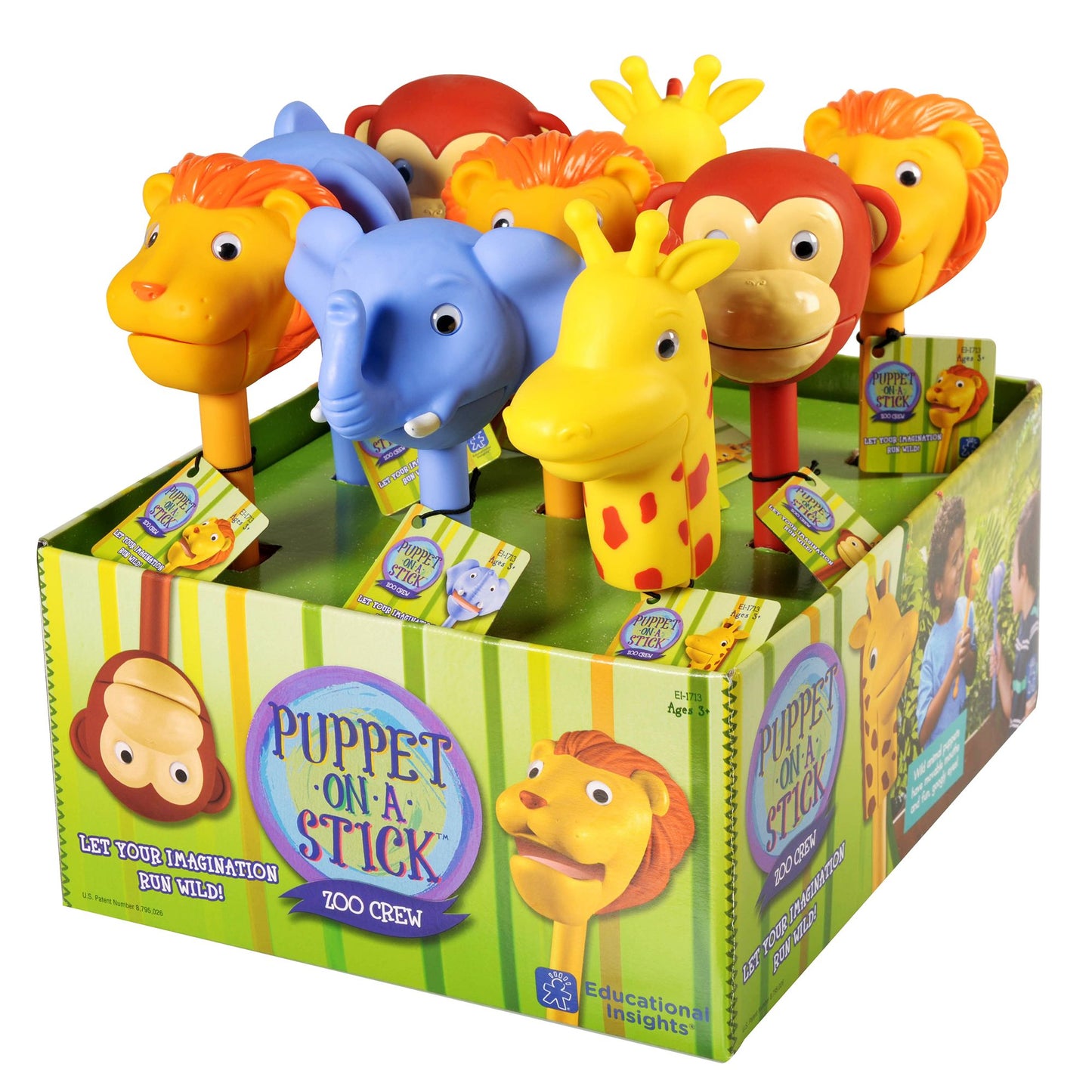 Educational Insights Puppet-on-a-Stick Zoo Crew, Set of 9