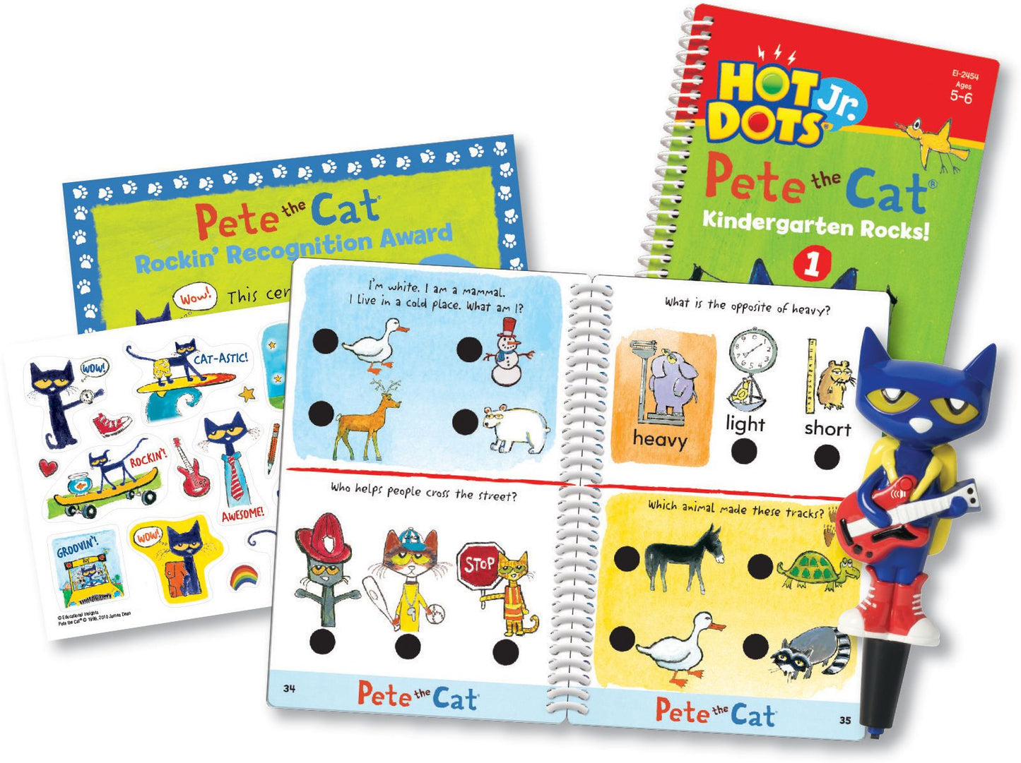 Educational Insights 2454 Hot Dots Jr. Pete The Cat Kindergarten Rocks Set Plus Pen