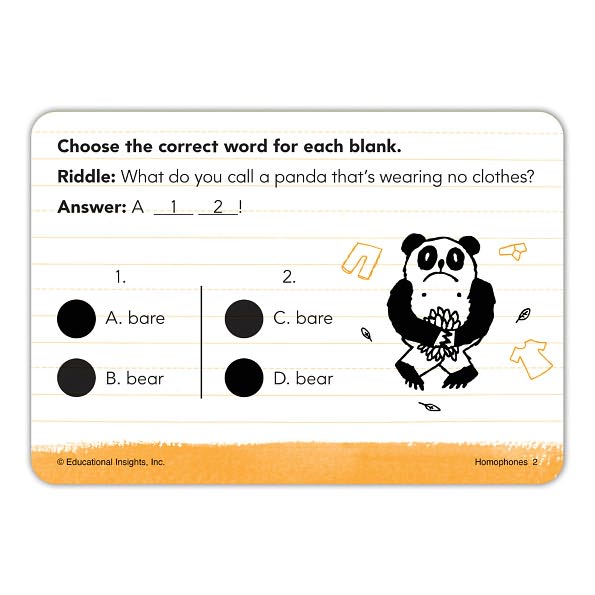 Hot Dots??? Laugh It Up! Vocabulary Cards - Homophones